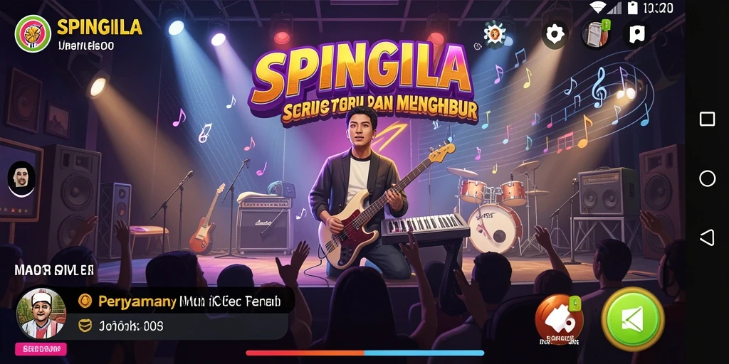 Screenshot gameplay SPINGILA menampilkan interaksi musik yang seru.