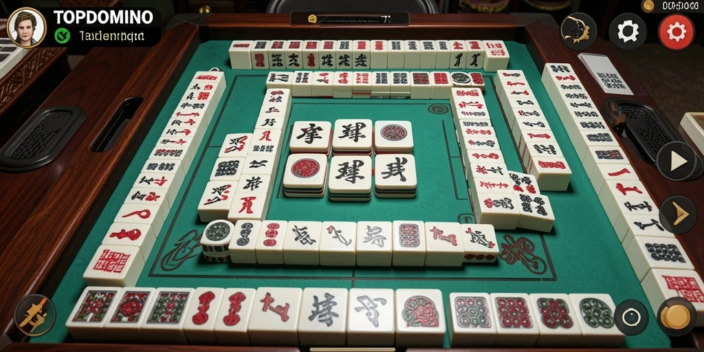 Tampilan screenshot <strong>TOPDOMINO</strong> menampilkan gameplay Mahjong yang menarik dan menyenangkan.